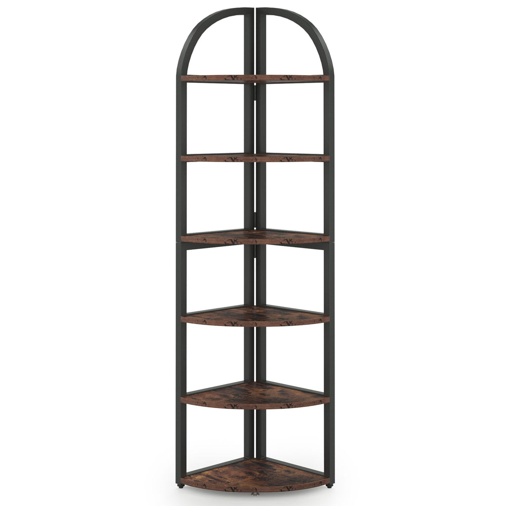 71.65" Tall 6 Tier Rustic Corner Shelf
