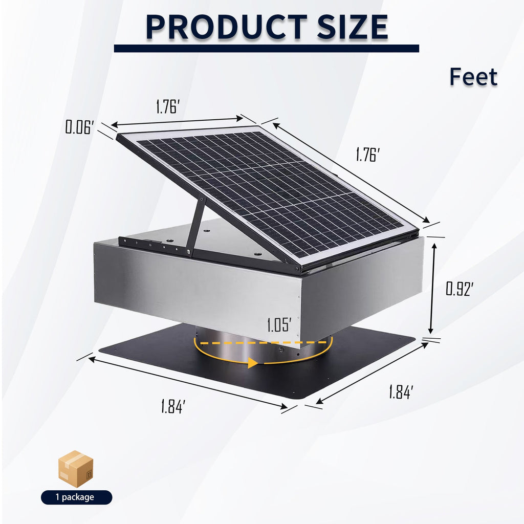 12" Stainless Steel Solar Roof Vent Fan