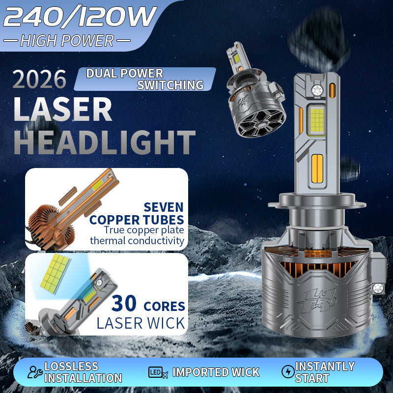 Cross Border Exclusive Supply Of Adjustable Dual Power Car Led Headlights 7 Copper Tube Laser Led Car Headlights H7H4 Universal