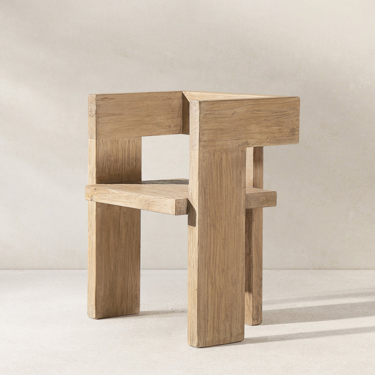 Avenel Solid Reclaimed Elm Sculptural Block Accent Chair