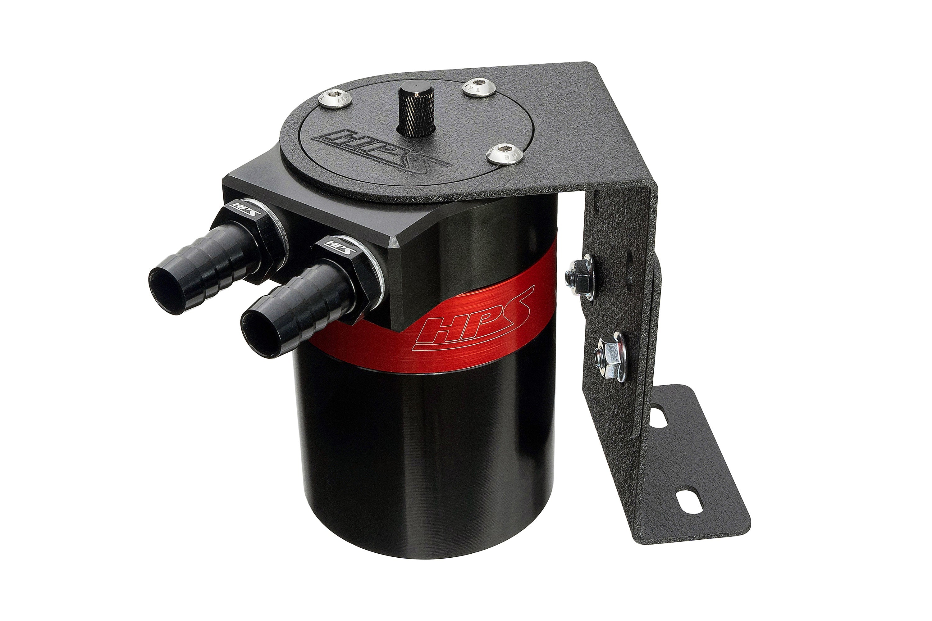 HPS Performance Products Aluminum Oil Catch Can Kit with Barb Adapters and Rubber Hoses