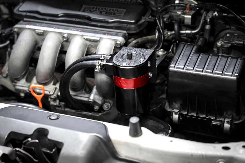 HPS Performance Products Aluminum Oil Catch Can Kit with Barb Adapters and Rubber Hoses