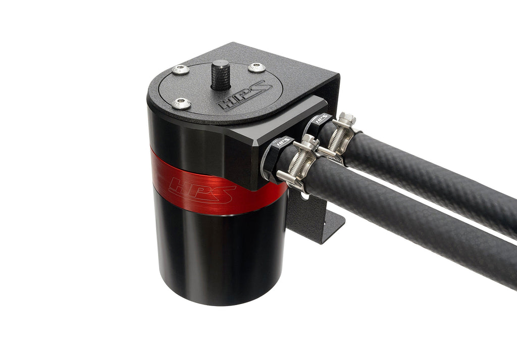 HPS Performance Products Aluminum Oil Catch Can Kit with Barb Adapters and Rubber Hoses