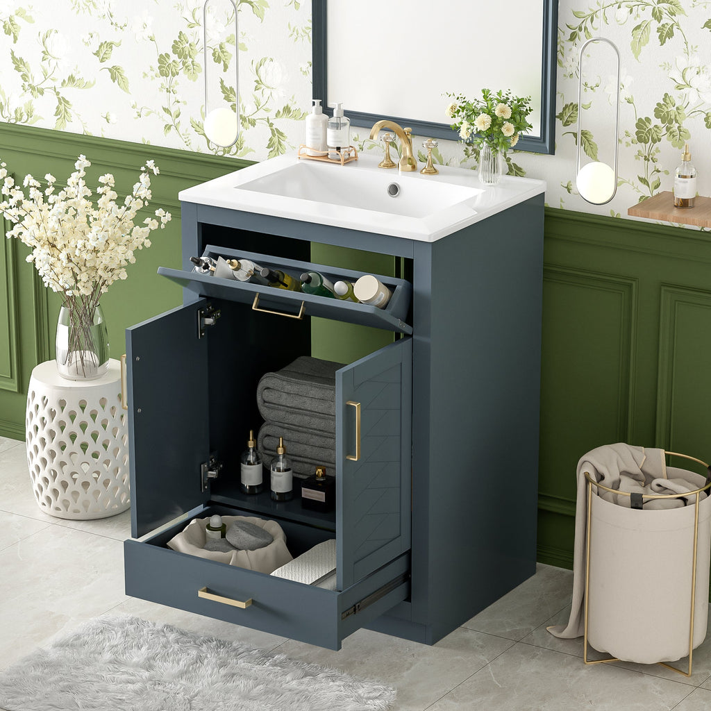 24" Bathroom Vanity with Integrated Ceramic Sink