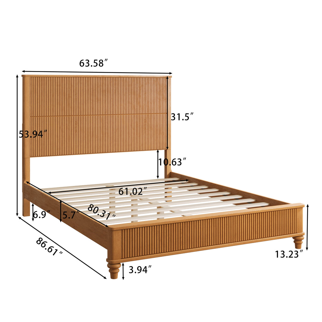 Solid Wood Bed Frame with Tall Headboard