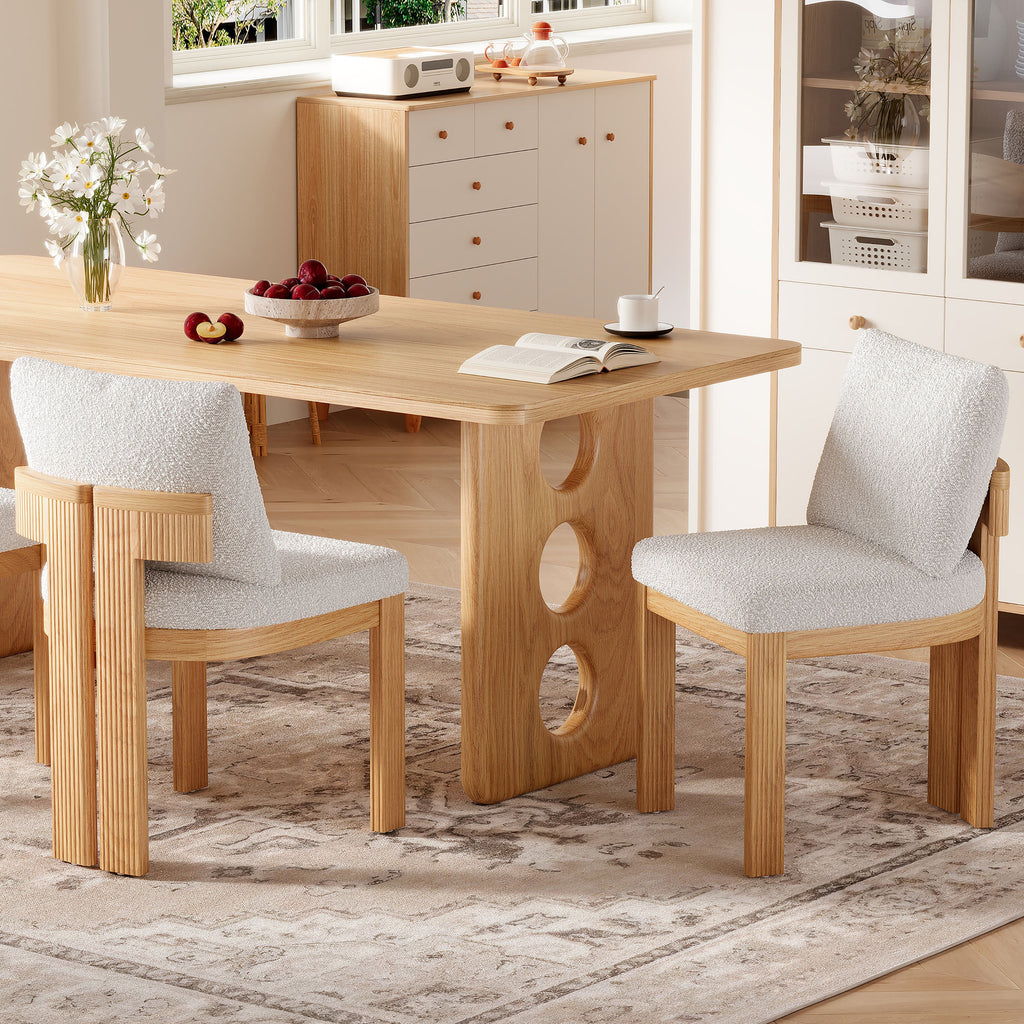 Indoor Boucle Dining Chair Set of 2