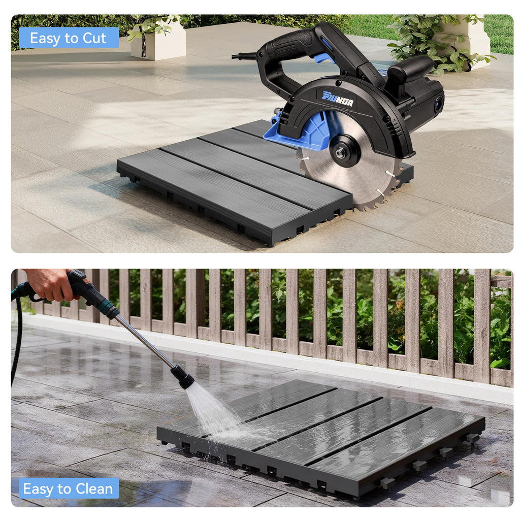 9 Pcs Interlocking Deck Tiles - Outdoor Waterproof Flooring