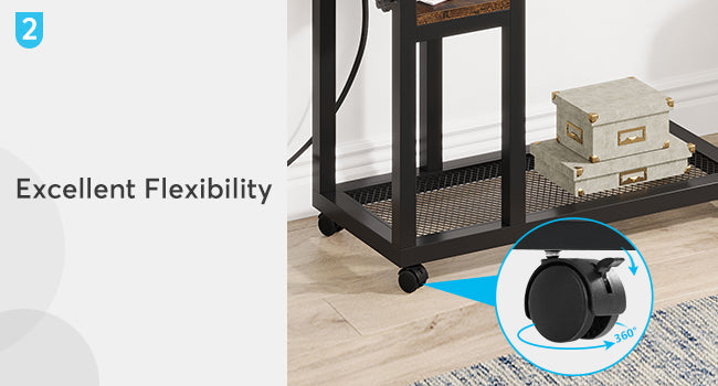 28"-39.3" Height Adjustable Portable Desk with Power Outlet & USB Ports