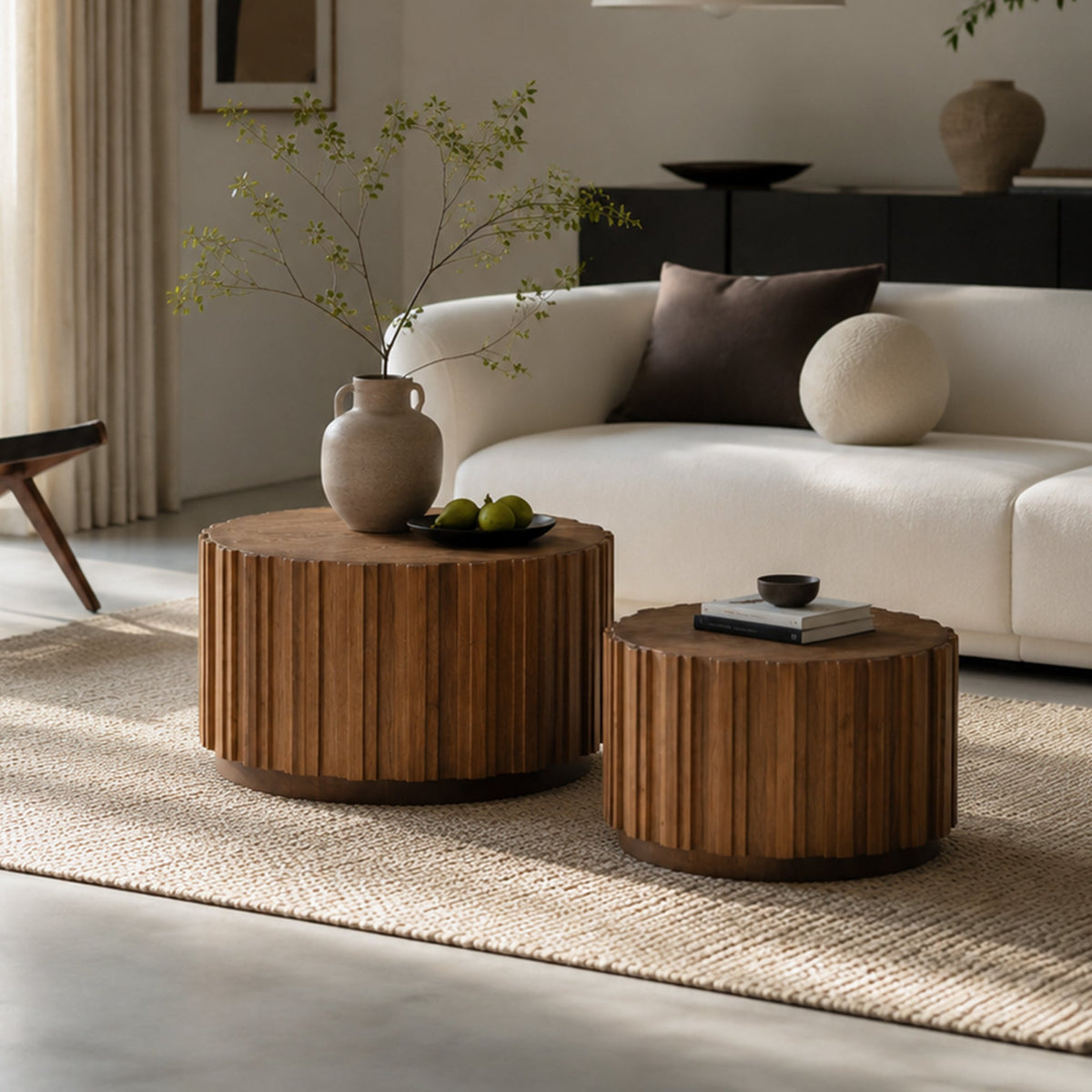 19.7"+27.5" Round Nesting Coffee Table Set of 2