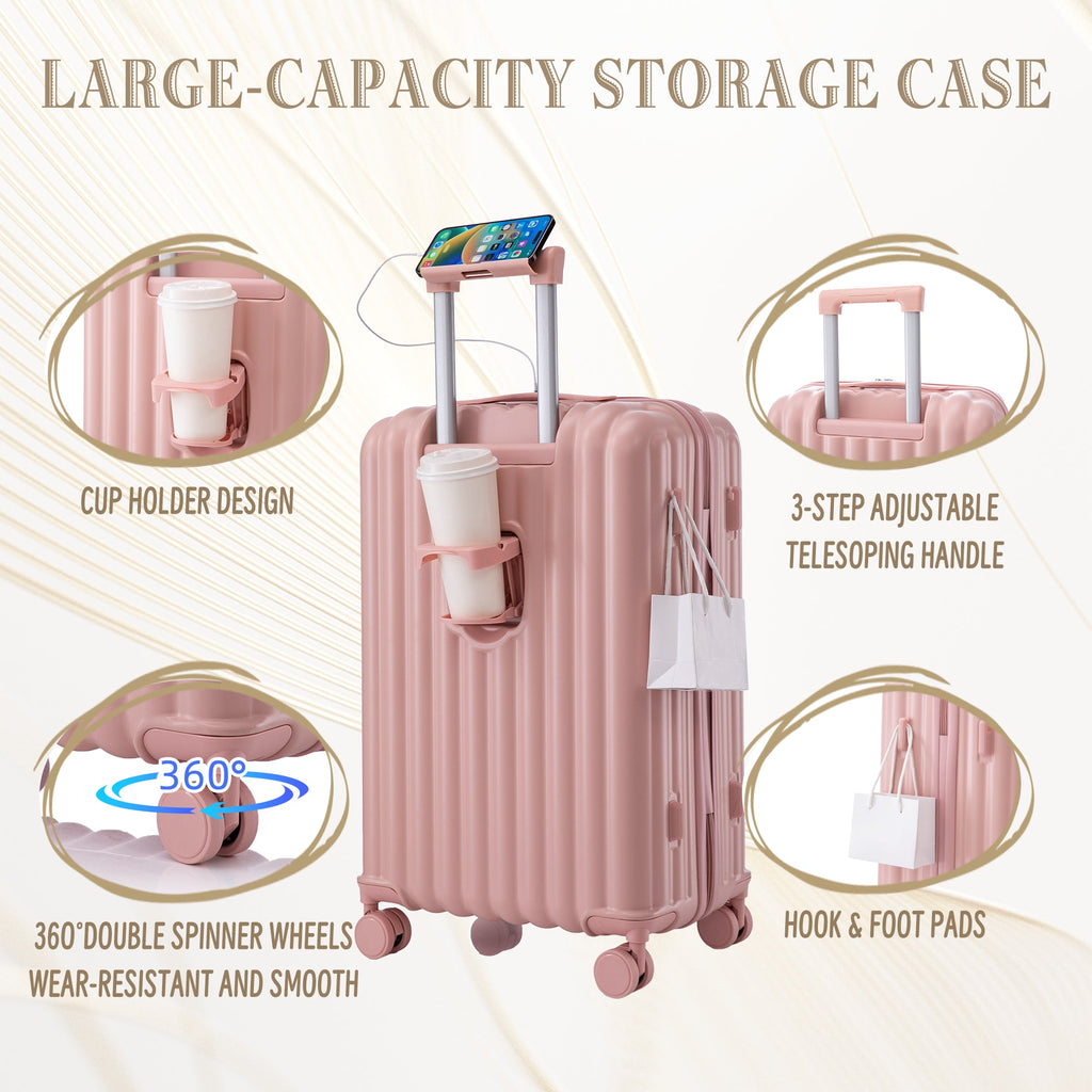 20"/24"/28" 3-Piece Spinner Wheel Luggage Set - Pink