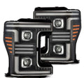 AlphaRex 17-19 Ford F-250/350/450/550  Super Duty PRO-Series Proj Headlights Black w/SeqSig & DRL 880321 *Discontinued