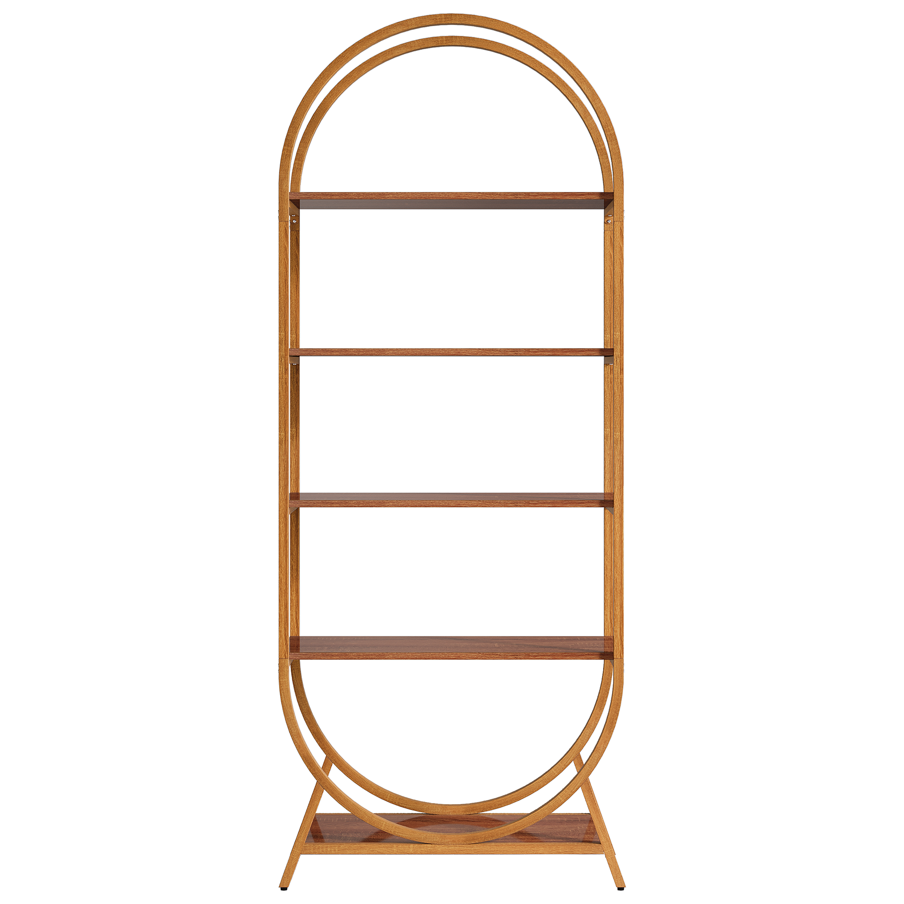70.8" 5-Tier Modern Brown Arched Open Bookshelf