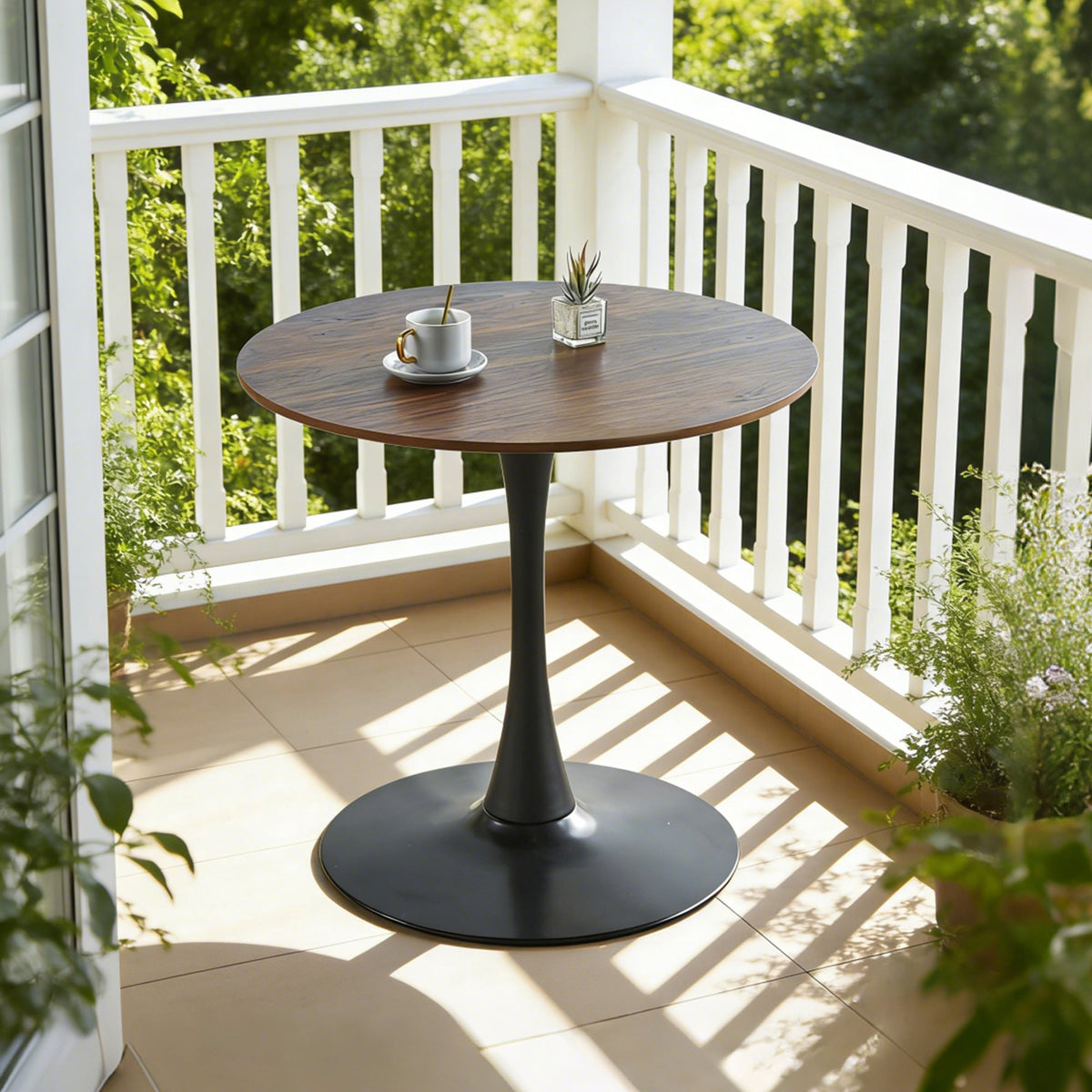 31.5" Walnut Color Top Tulip Table