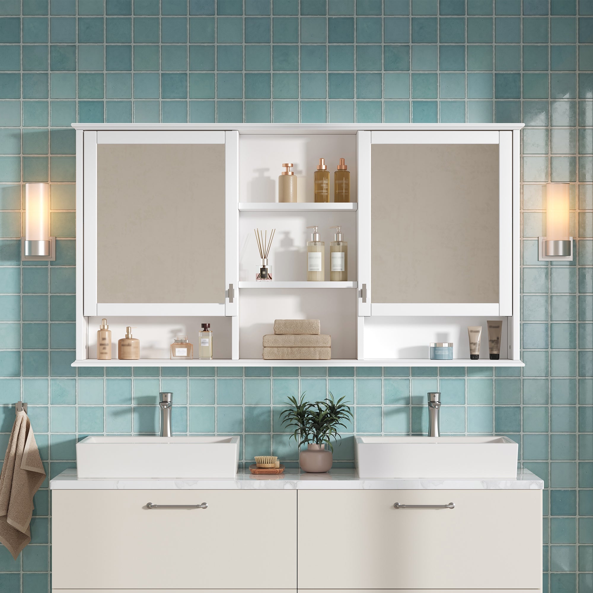 55-Inch Wall-Mount 2-in-1 Mirror Cabinet