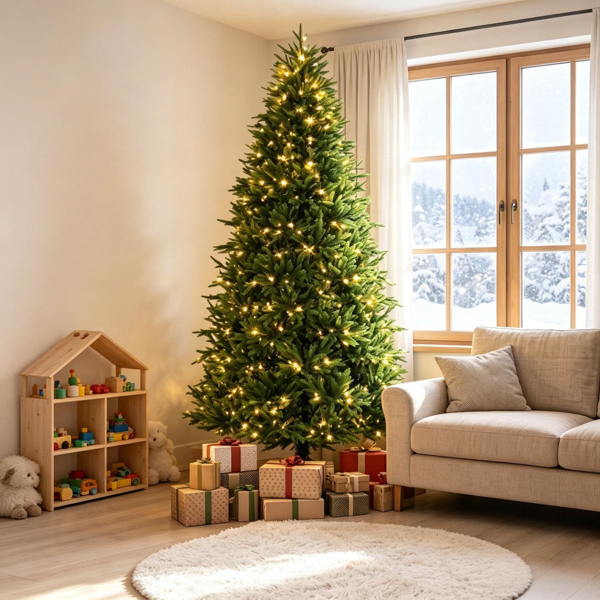 7.5-Foot Hinged Nordmann Fir Prelit Christmas Tree
