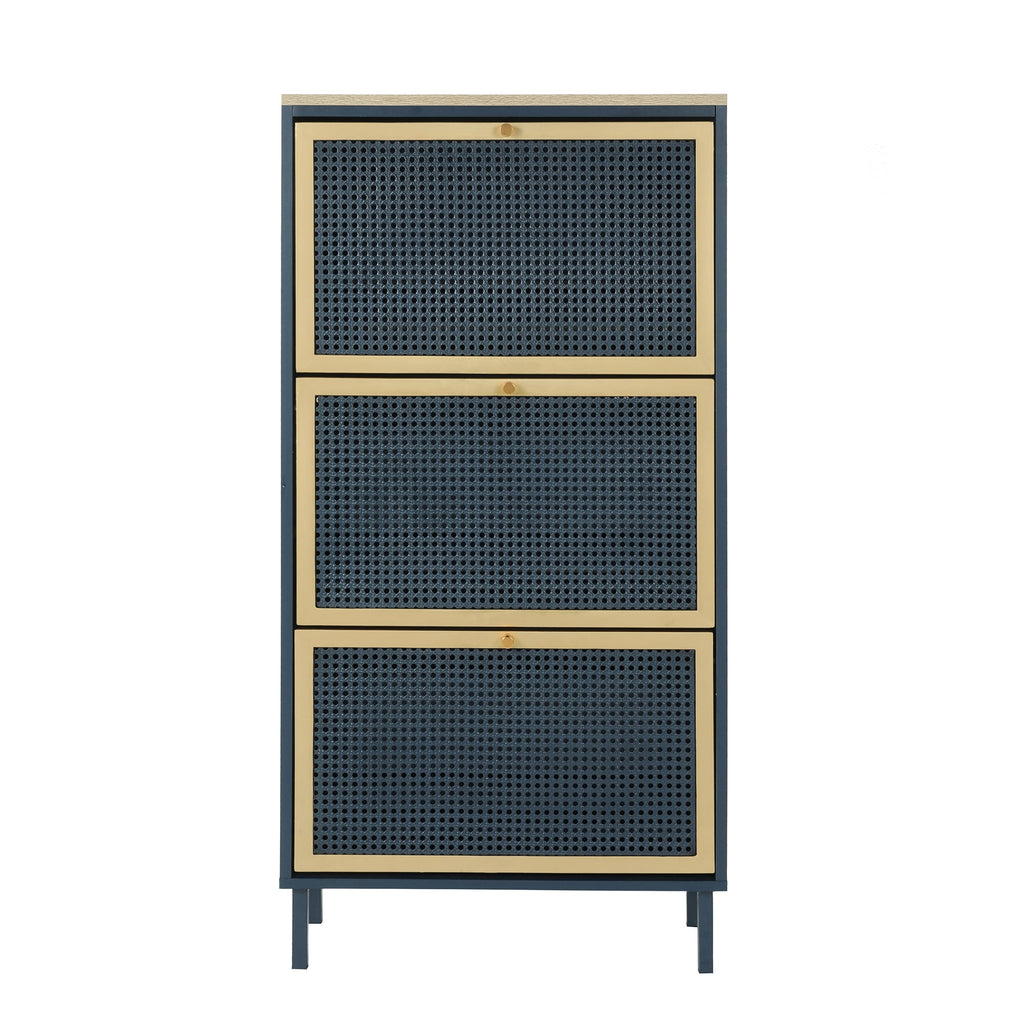 3 Metal Door Shoe Rack - Freestanding Modern Shoe Storage Cabinet