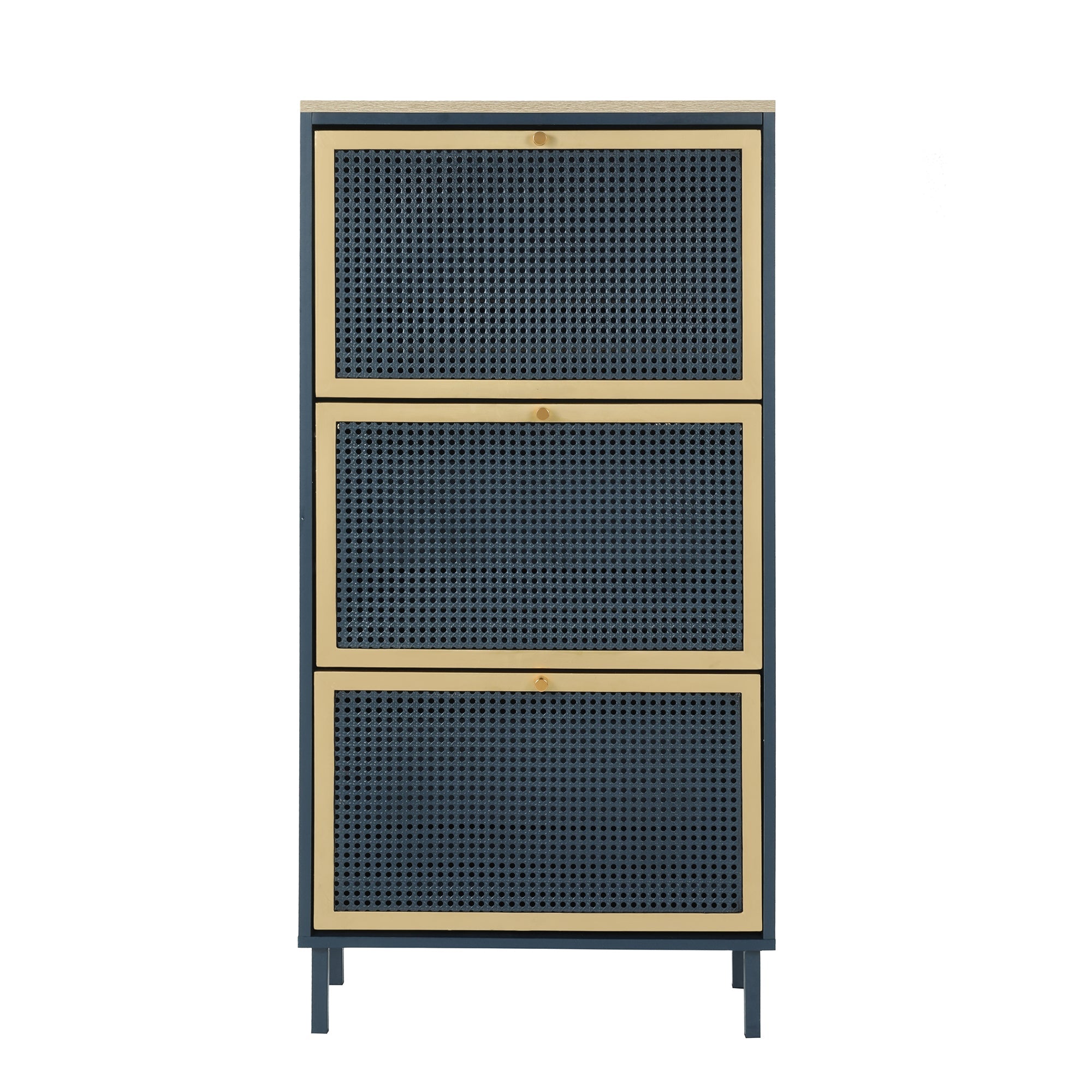 3 Metal Door Shoe Rack - Freestanding Modern Shoe Storage Cabinet