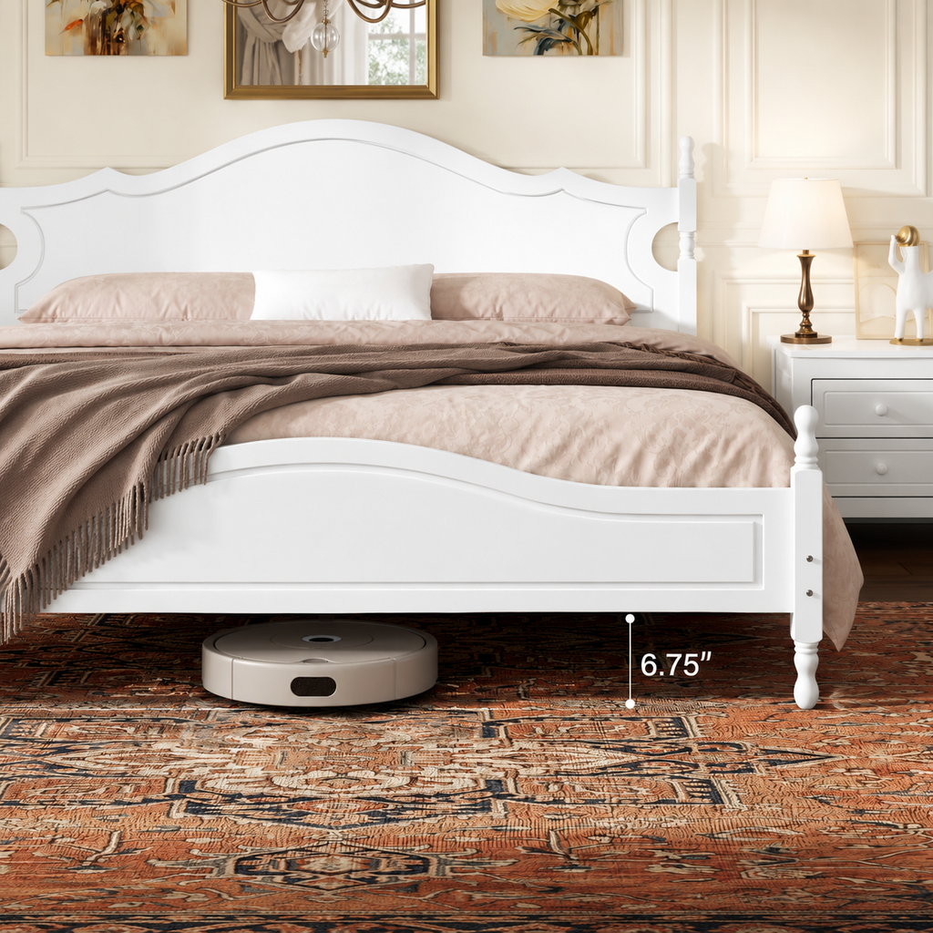 Retro Style King Bed Frame with Headboard