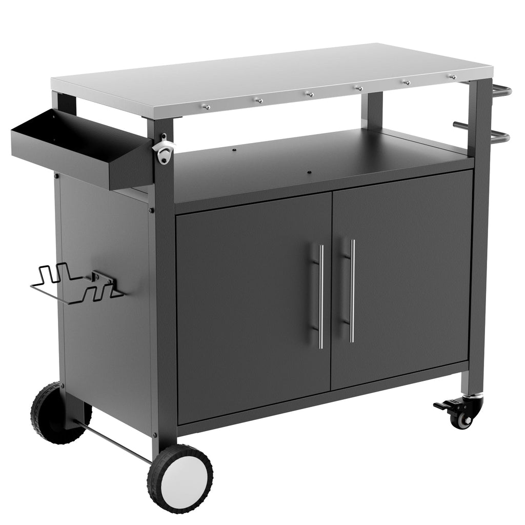 Two Doors Outdoor Grill Cart with Storage