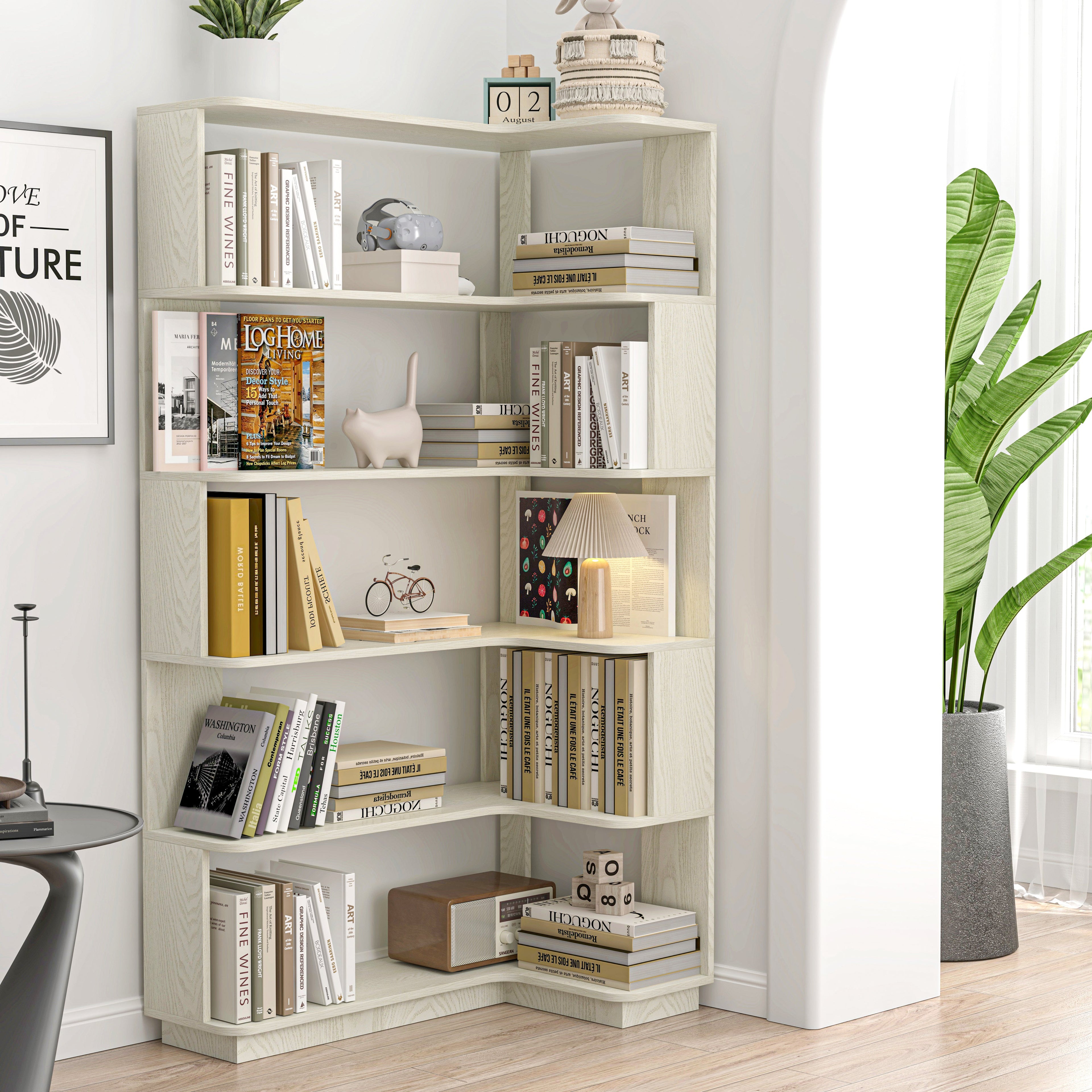 90cm Freestanding Corner Bookshelf