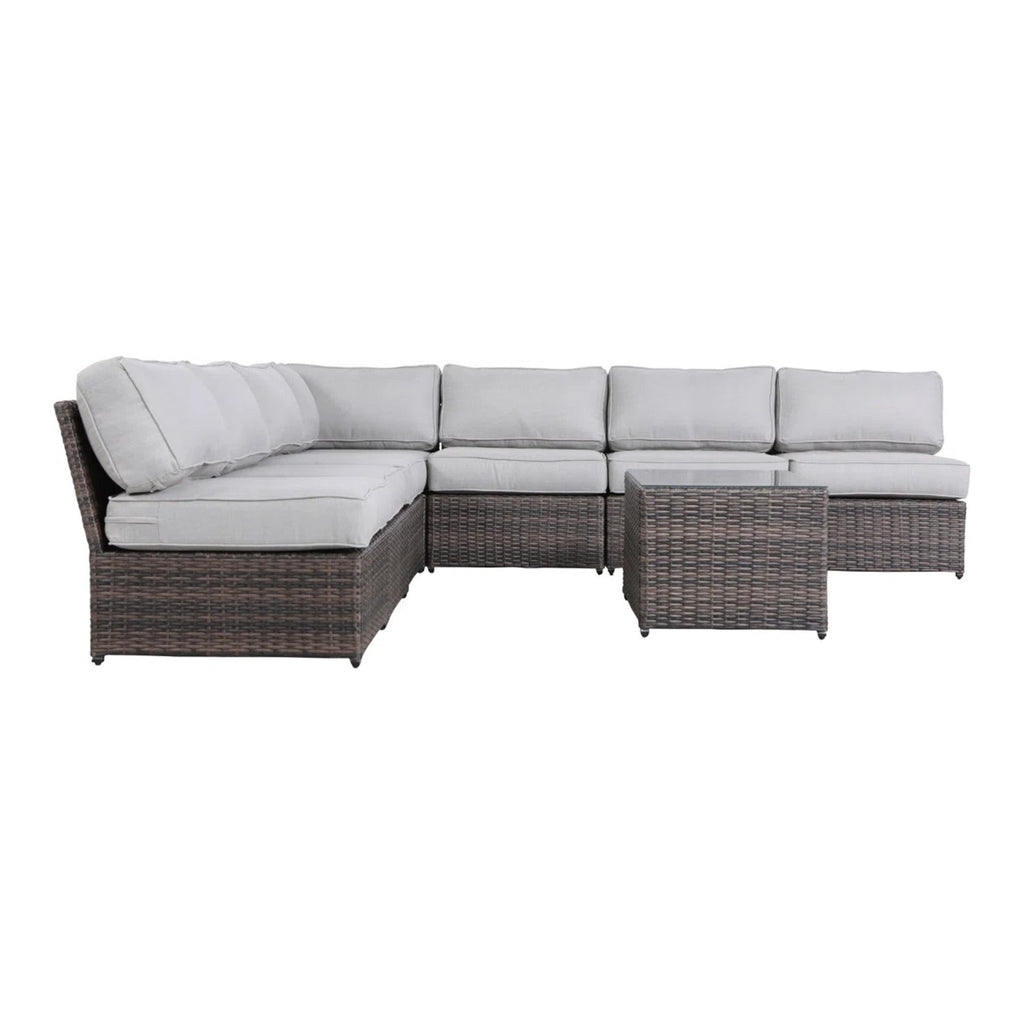 6-Person Wicker Outdoor Seating Group with Cushions