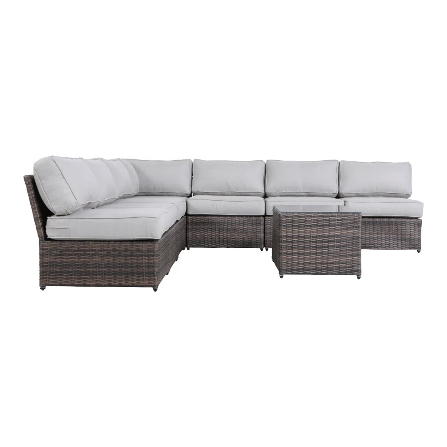 6-Person Wicker Outdoor Seating Group with Cushions