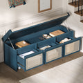 TREXM 48" Entryway Shoe Bench, Retro Style with Rattan Drawers