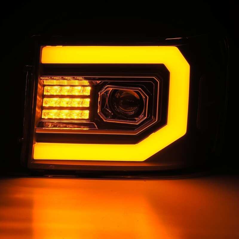 AlphaRex 07-13 GMC Sierra 1500 (No Clsc) LUXX-Series LED Proj HL Jet Blk w/Actv Lgt & Seq.Sig / DRL 880097 *Discontinued