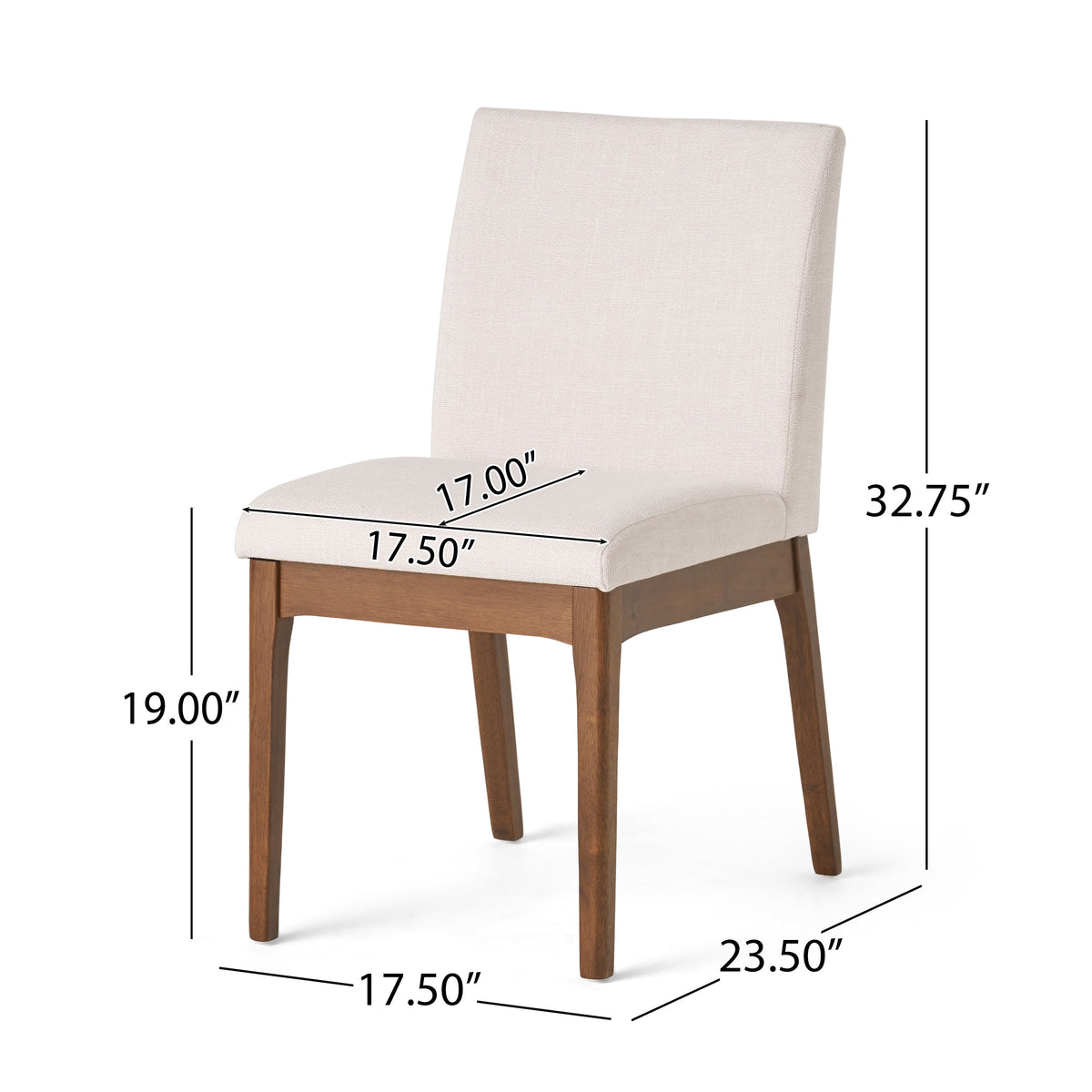 Set of 2 Contemporary Dining Chairs - Upholstered Seat and Backrest