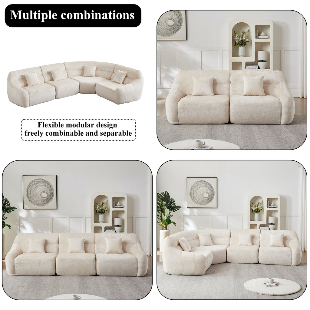 123.2-Inch Modern Luxury Curved Corner Sectional Sofa