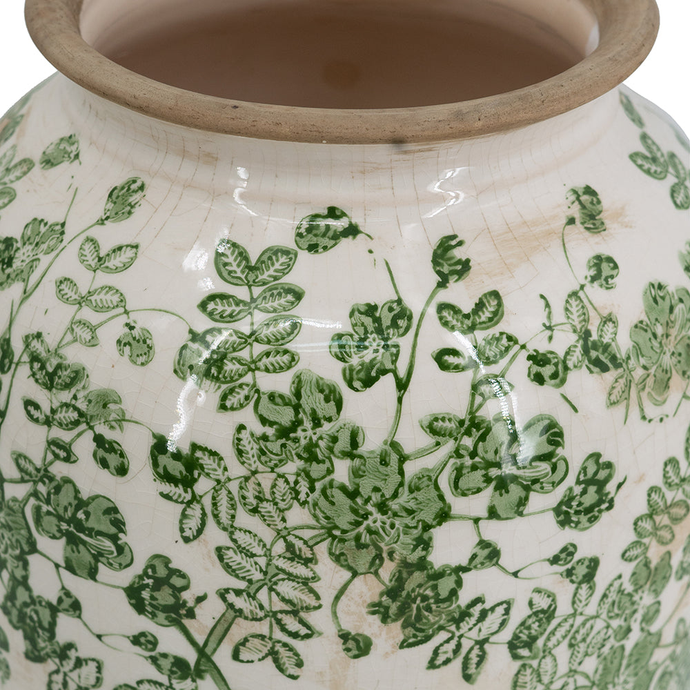 Ceramic Accent Vase With Floral Patterns