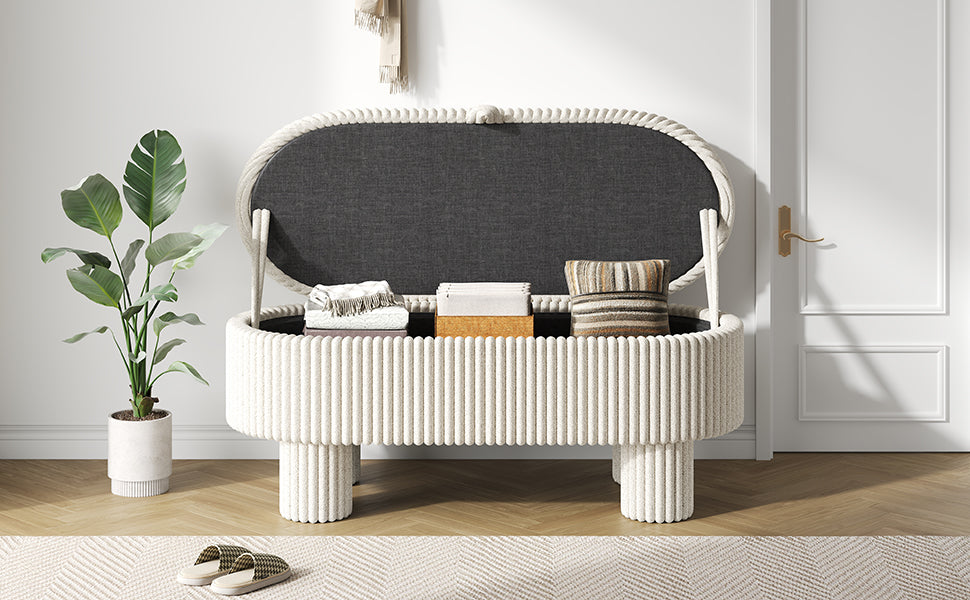 Modern Corduroy Storage Ottoman