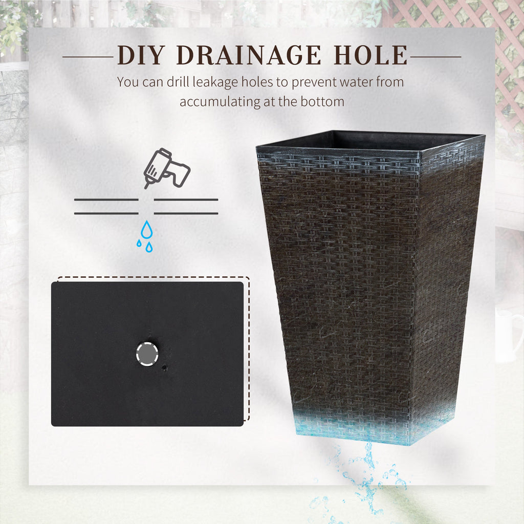 Outsunny Set of 3 Tall Planters with Drainage Hole