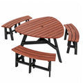 6-Person Semi-Circular Outdoor Solid Fir Wood Picnic Table Set