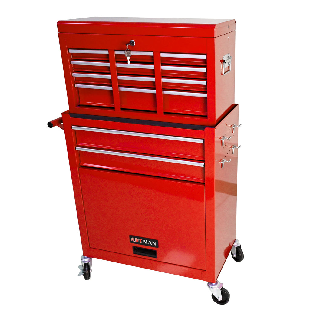 High Capacity Rolling Tool Chest with Wheels and Drawers, 8-Drawer Tool Storage Cabinet - Red