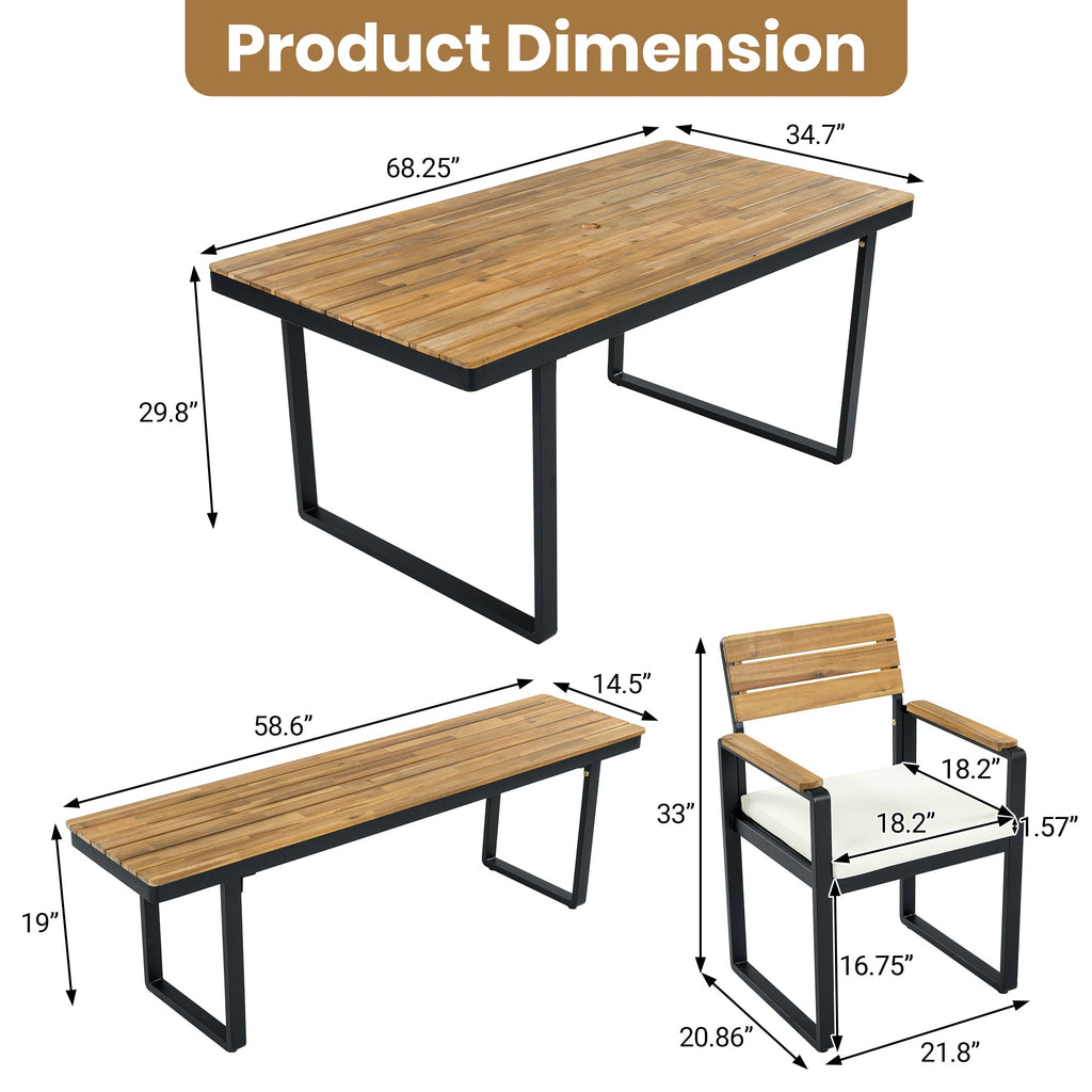 6-Piece Outdoor Dining Set - Acacia Wood