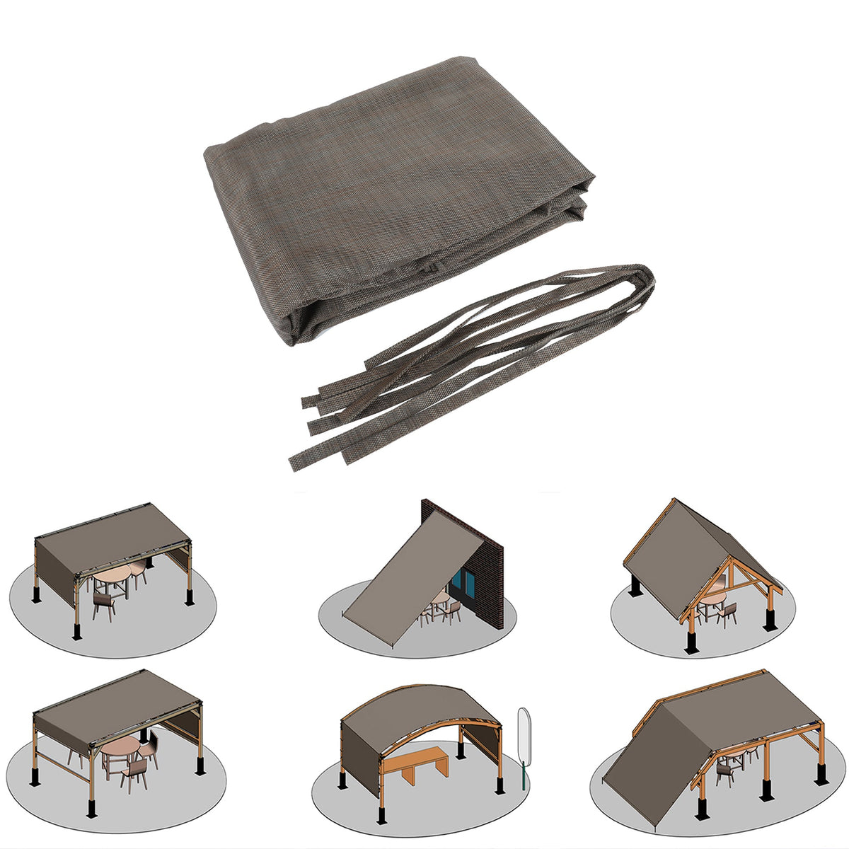 Outdoor Pergola Sun Shade Cover Cloth - Brown