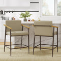 Counter Stool with Iron Frame - Set of 2 - Espresso + Khaki