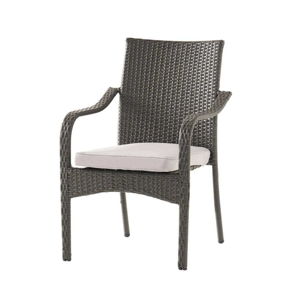 Outdoor PE Rattan Stacking Chair Set with Cushions (Set of 4)