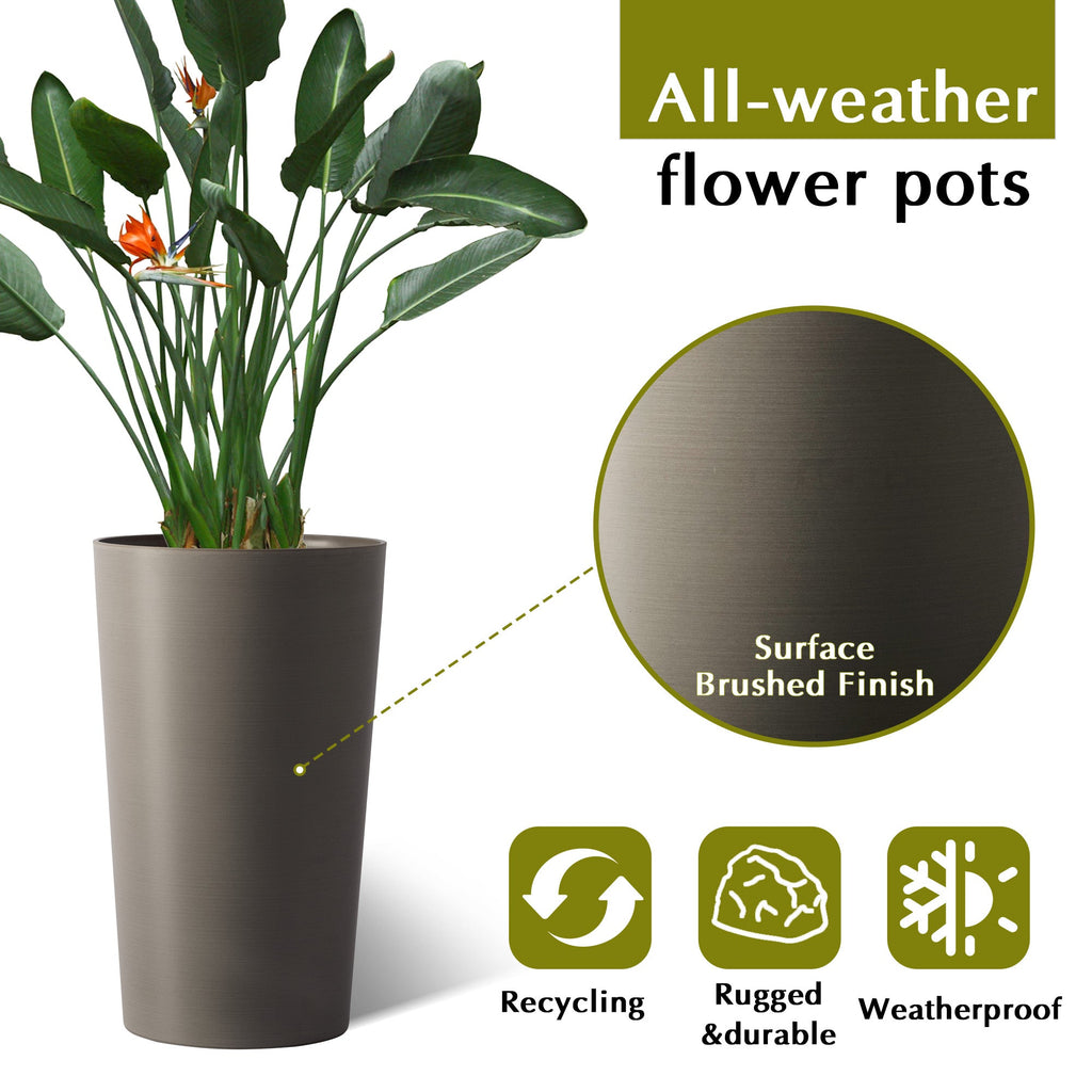 2 Pack Tall 21.7 in Planters for Outdoor Plants