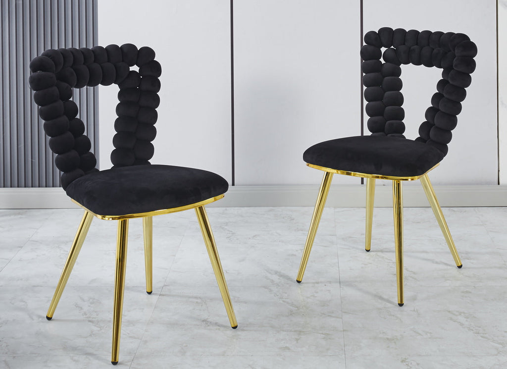 Modern Chair Set of 2 with Golden Color Iron Tube Legs