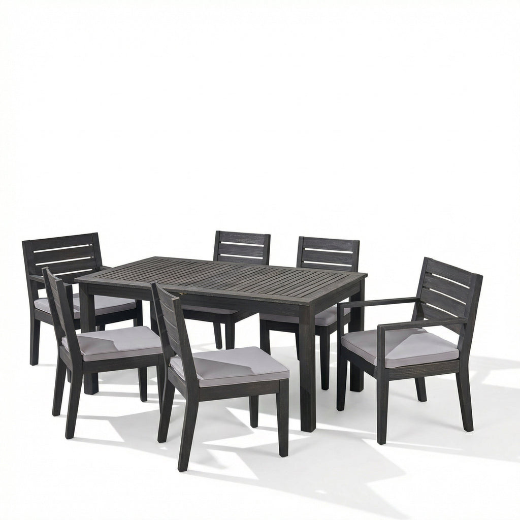 Outdoor Acacia Wood 7 Piece Expandable Dining Set