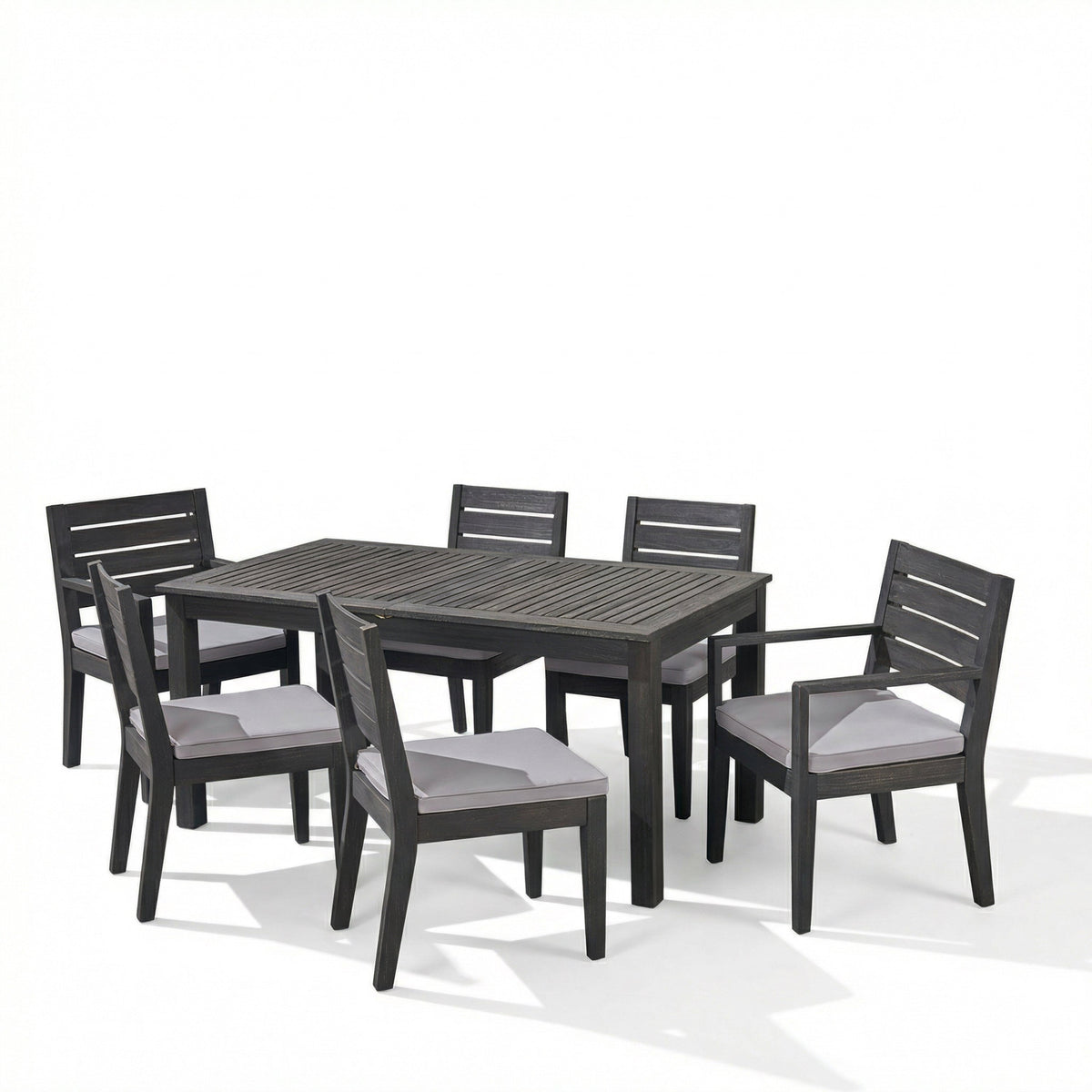 Outdoor Acacia Wood 7 Piece Expandable Dining Set