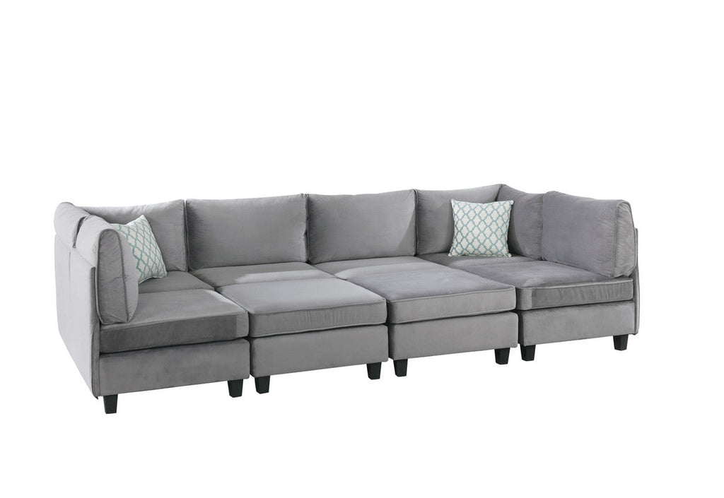 Simona 120" Gray Velvet Modular Sectional Sofa