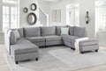 Simona 120" Gray Velvet Modular Sectional Sofa