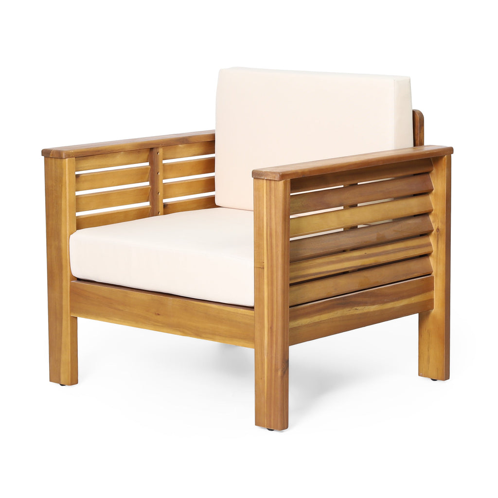Outdoor Acacia Wood Club Chairs with Cushions