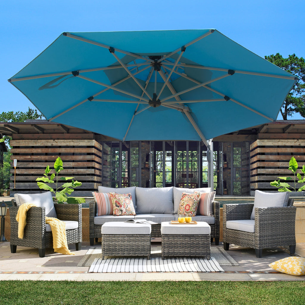 Round Cantilever Umbrella with Center Pole - Lake