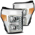 AlphaRex 11-16 Ford F-250 SD PRO-Series Projector Headlights Plank Style Design Chrome w/Seq Signal 880141 *Discontinued