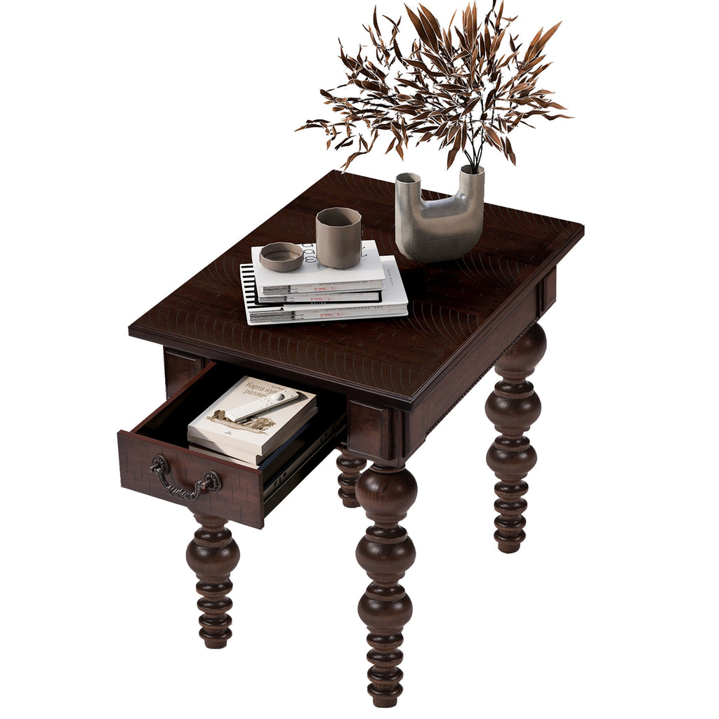 Solid Wood End Table with Drawer