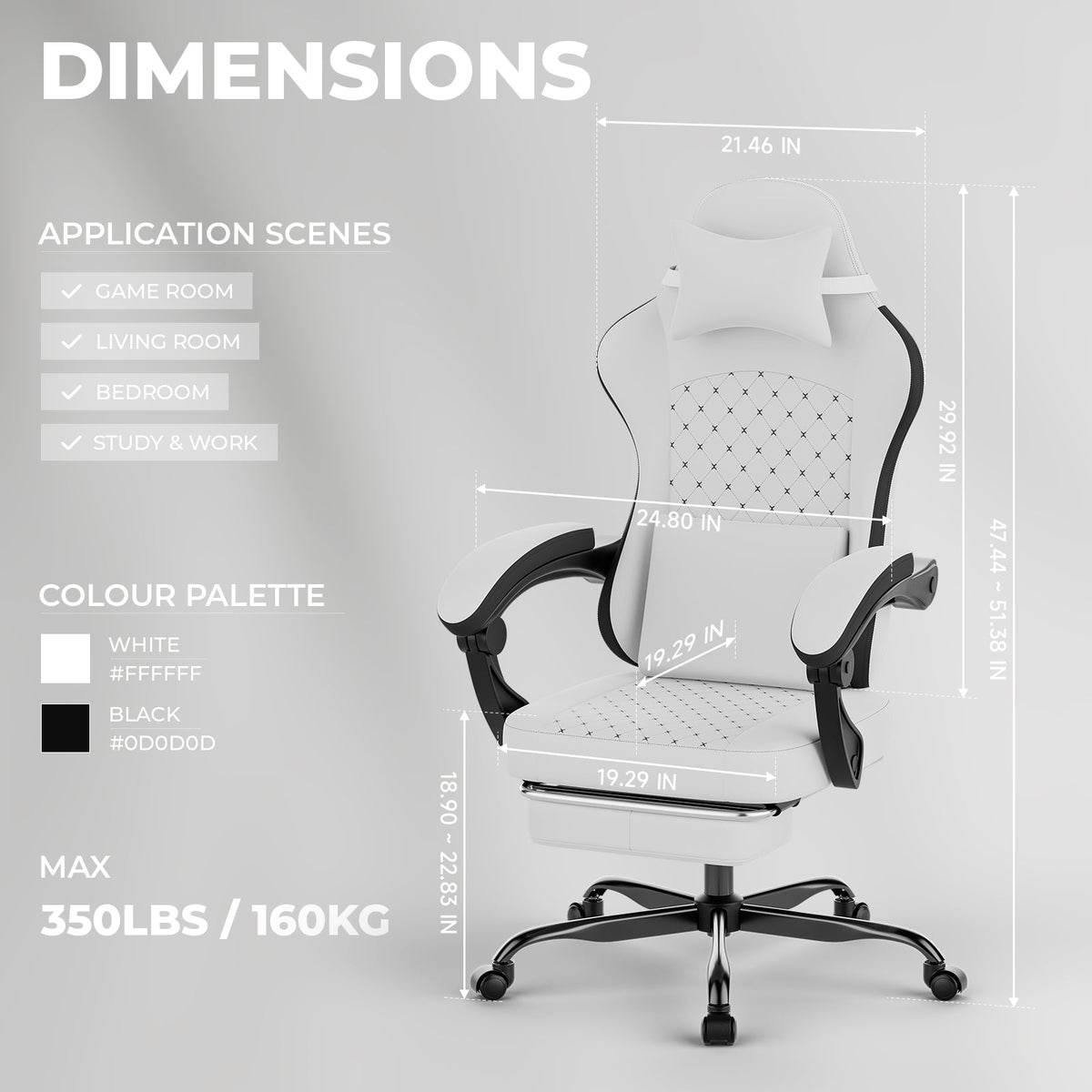 Ergonomic Gaming Chair with Massage, Footrest, and Lumbar Support